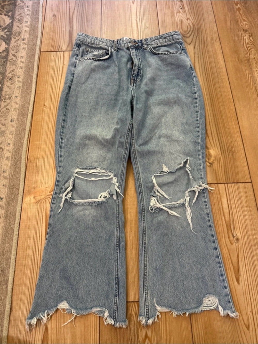 BDG Light Blue Distressed Flare Jeans